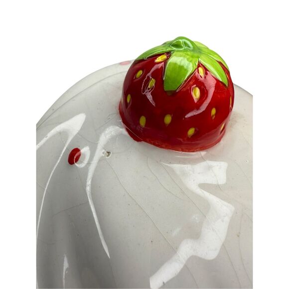 World Market Ceramic Cupcake Cookie Jar Large Strawberry Topper Kitchen Decor - Picture 5 of 6